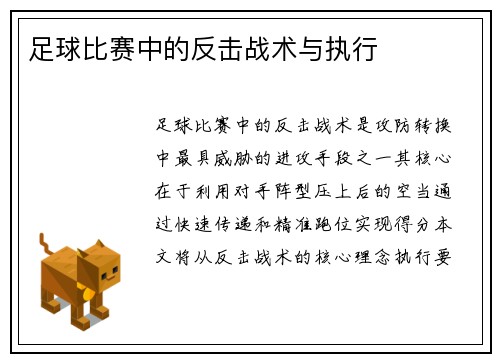 足球比赛中的反击战术与执行